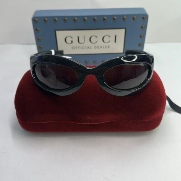 New Authentic GUCCI GG1247s 001 Black/Gold Oval sunglasses main image 7